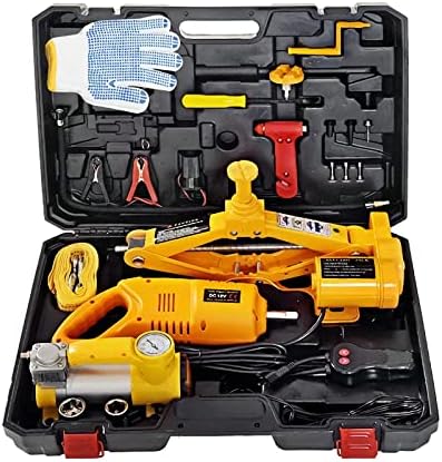 RovyFota Electric Car Jack Set with Tire Inflator Pum, 3 Ton All-in-one Floor Jack, 12V Scissor Jack with Electric Impact Wrench for Car Tire Changing