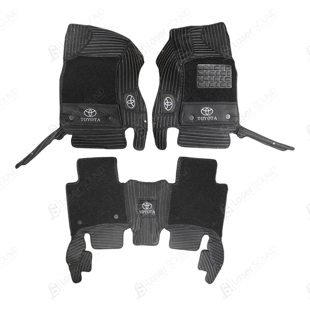 Toyota Fortuner 9D Floor Mats Brown With Black Grass 3PC - Model 2016-2021