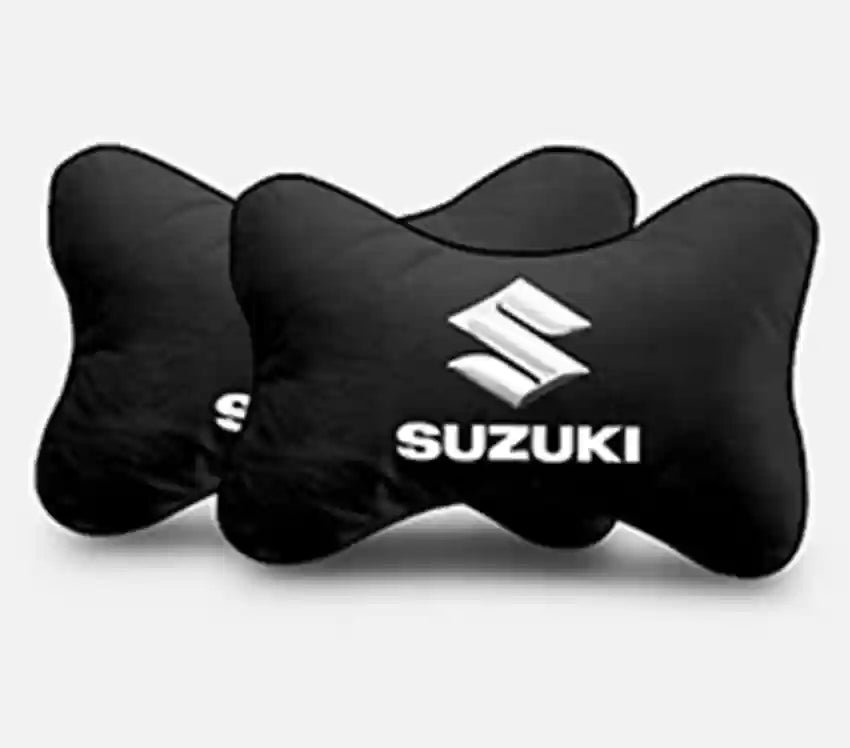 Suzuki Logo Imported Neck Rest Headrest Pillow Cushion - Pair