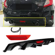 Honda Civic Glossy Black Lip Diffuser - 3 Pcs - With Brake Light LED