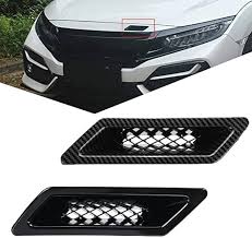 Honda Civic Glossy Black Front Bumper Hood Vent Air Out Decoration For 2016