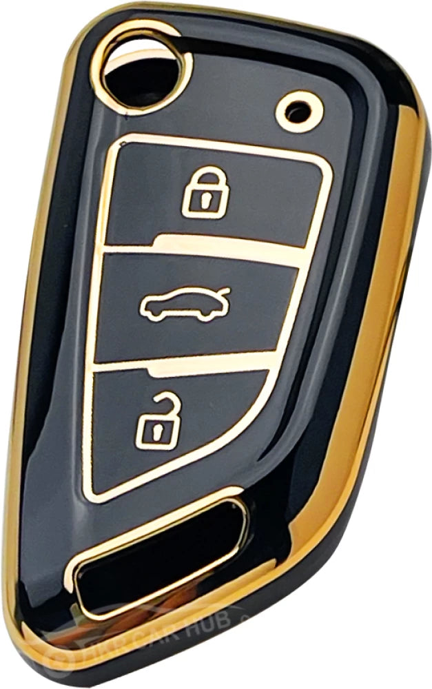 MG HS TPU Plastic Protection Key Cover Chrome With Black 3 Buttons - Model 2020-2021