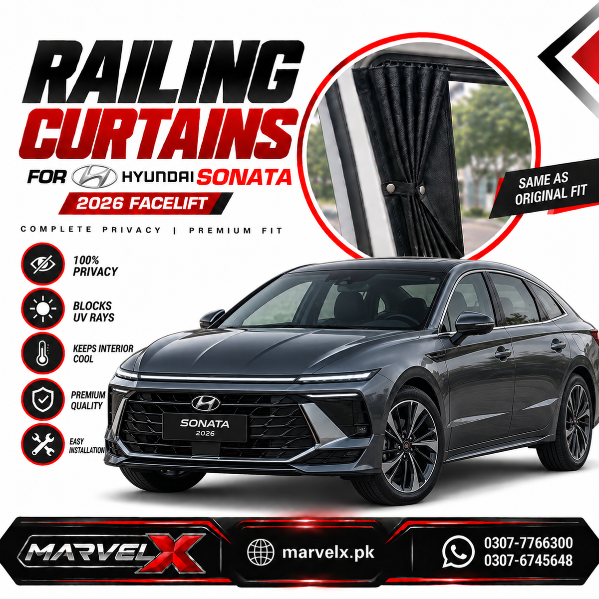 Hyundai Sonata New Sliding Car Curtains / Shades 2026