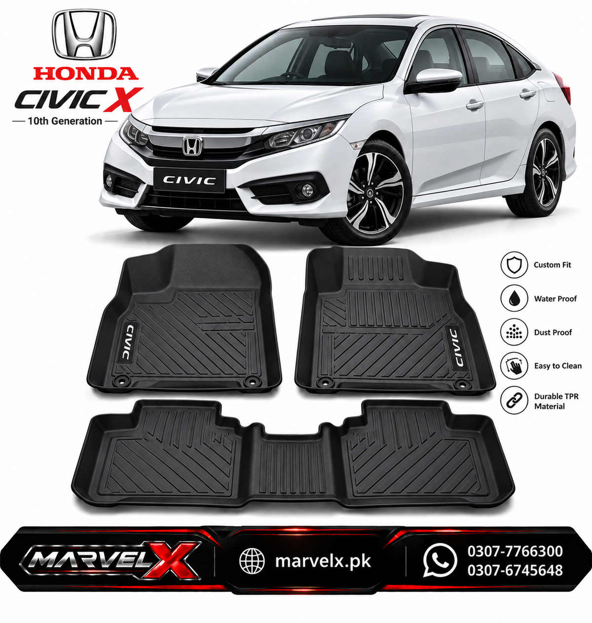 Honda Civic X TPR Floor Mats