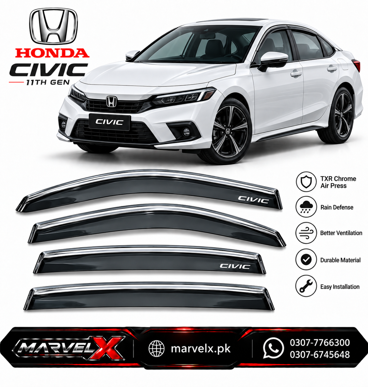 Honda Civic 11th Gen TXR Chrome Air Press