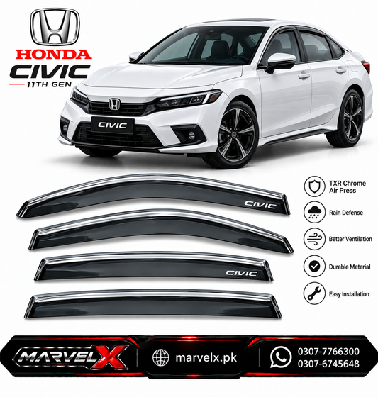 Honda Civic 11th Gen TXR Chrome Air Press / Sun Visor 2022 2023 2024