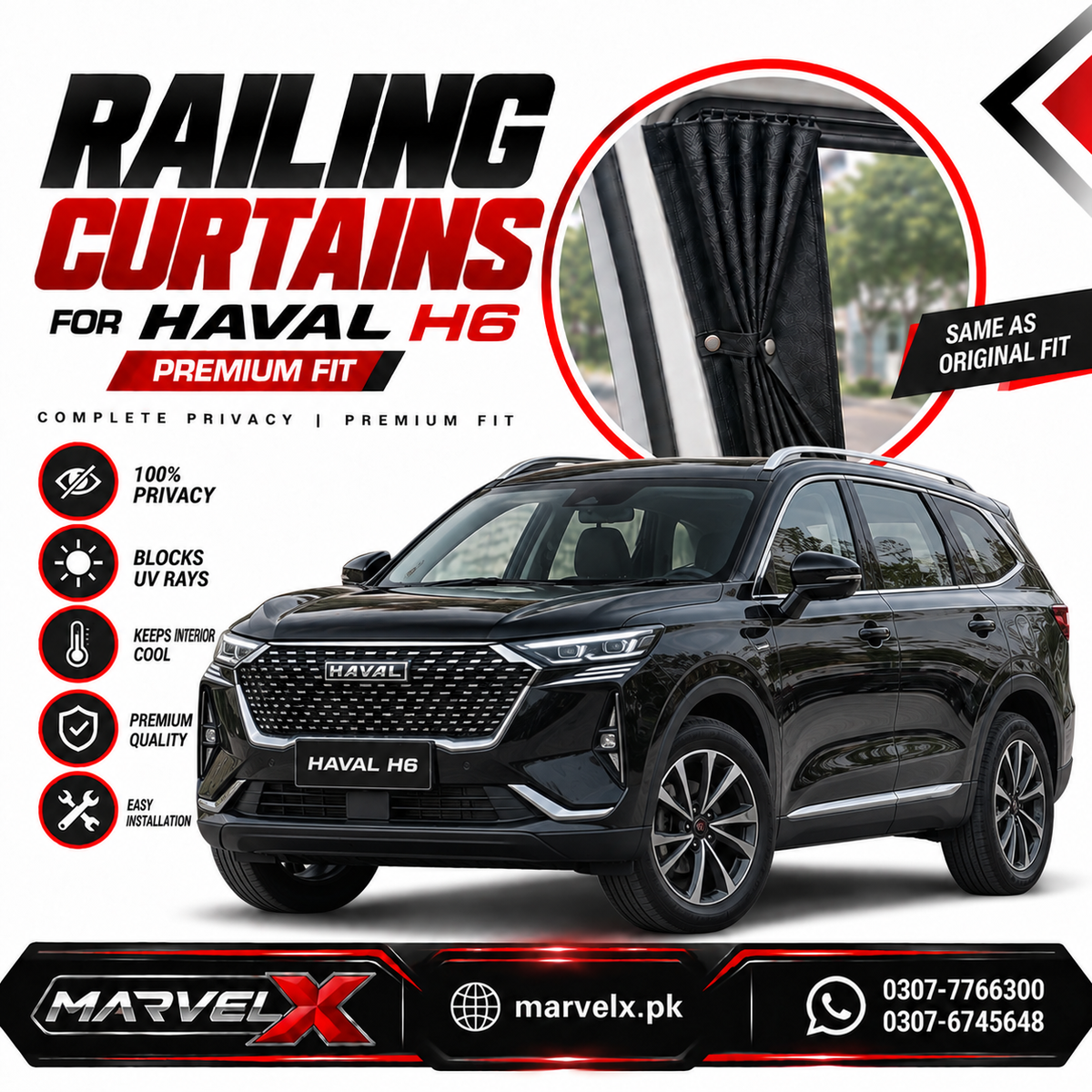 Haval H6 Sliding Car Curtains / Shades