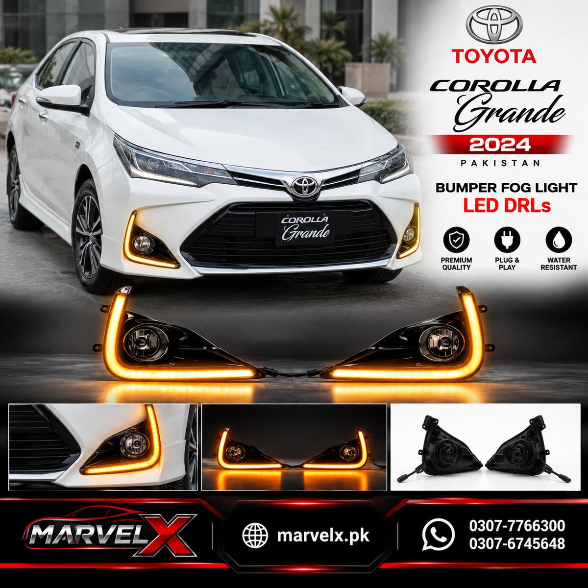 Toyota Corolla Altis X LED Fog Light DRLs For 2017-2022