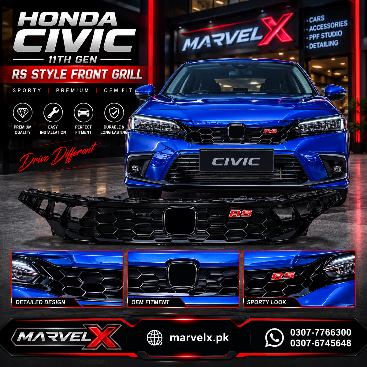 Honda Civic 2022 SI Grill For 11th Generation 2022 2023 2024 2025