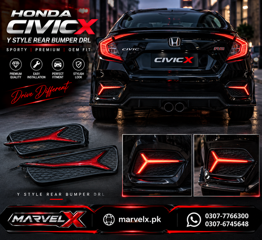 Honda Civic X Rear Bumper Sword Style DRL For 2016-2021