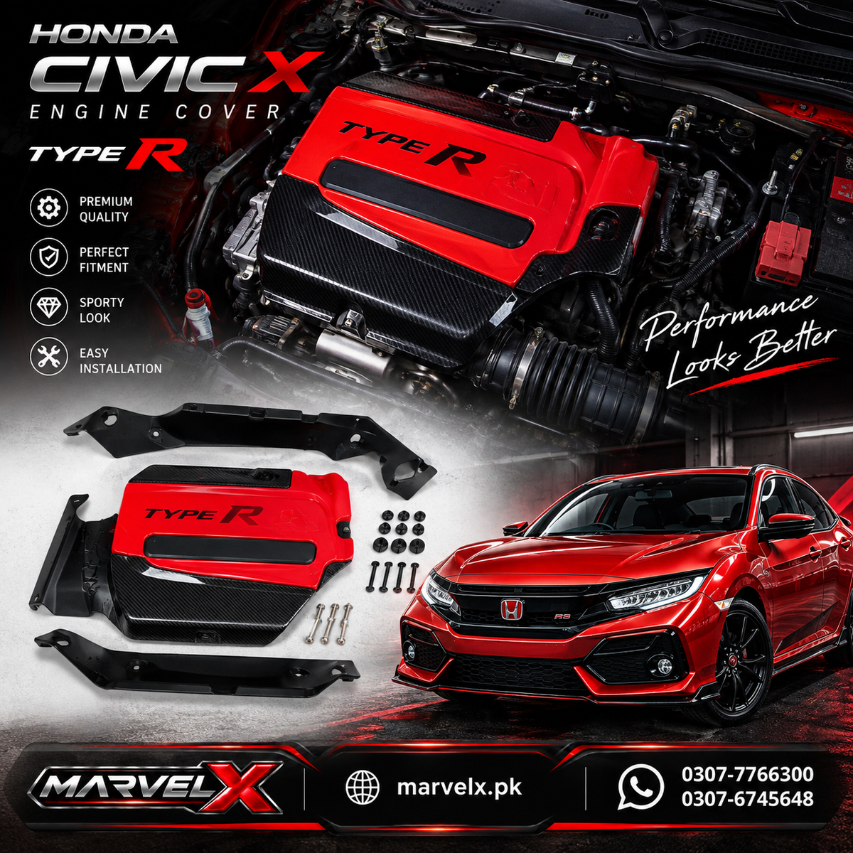 Honda Civic X Engine Cover V1 2016-2021