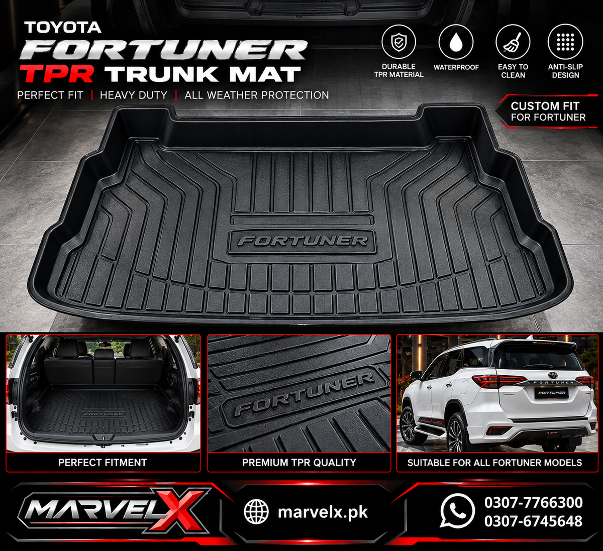 Toyota Fortuner PVC Trunk Mat 2016-2025