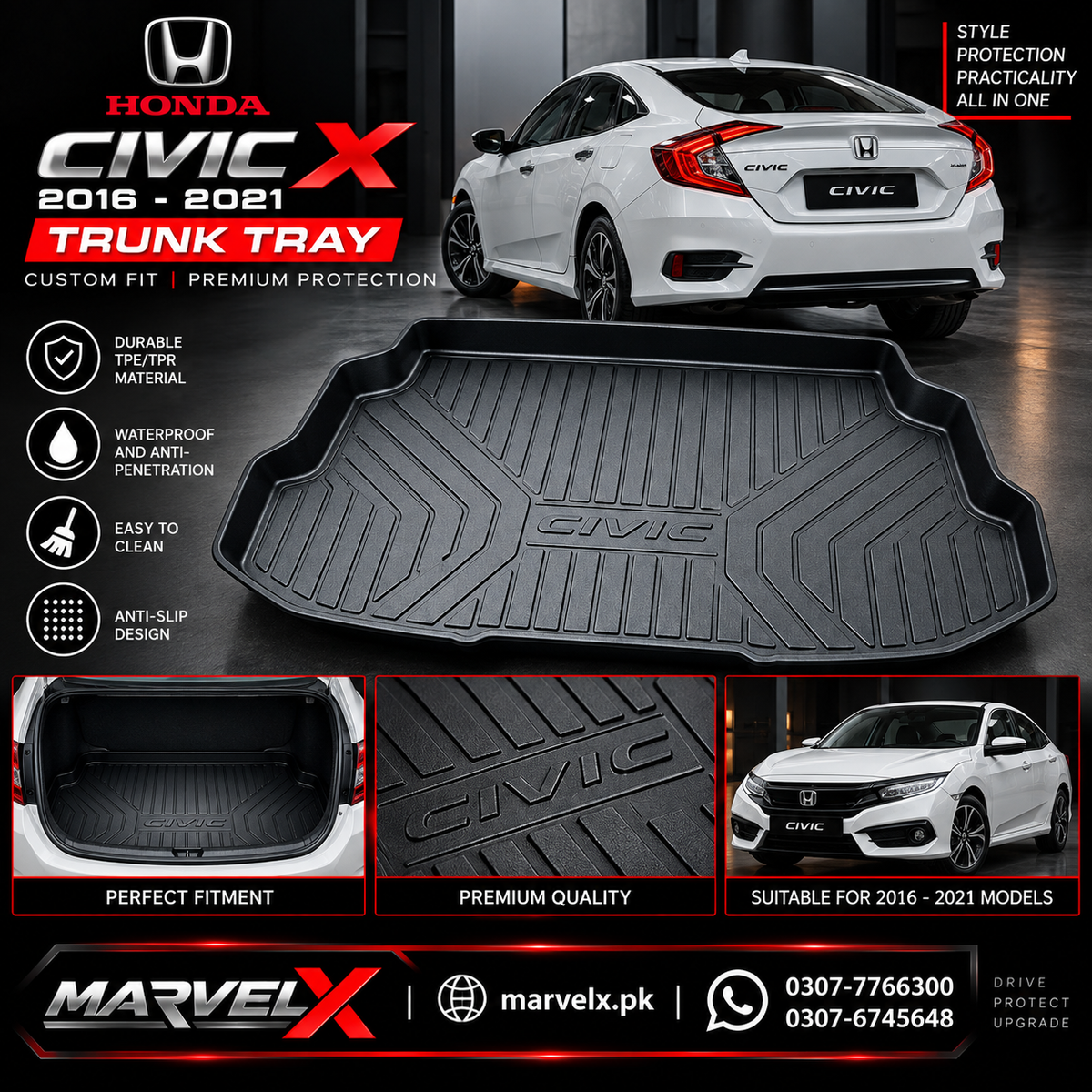 Honda Civic X OEM Trunk Mat 2016-2026