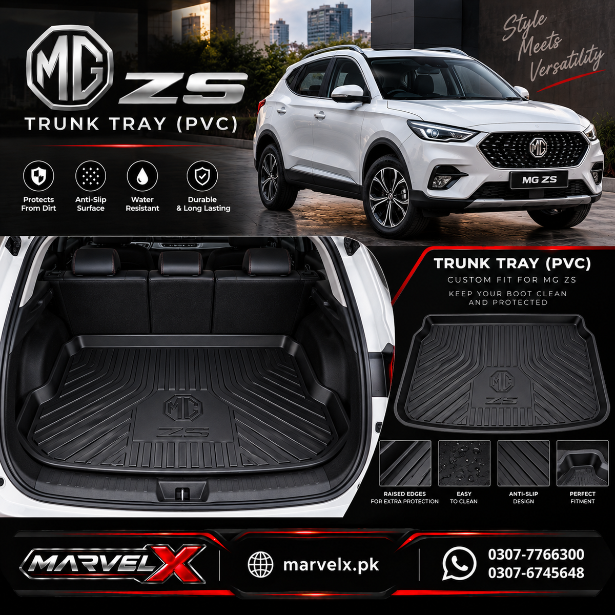 MG ZS Black PVC Trunk Mat