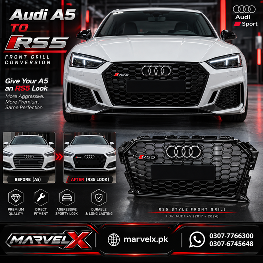 Audi A5 To RS5 Style Front Grill / Honey Comb Style Grill For 2017 - 2021