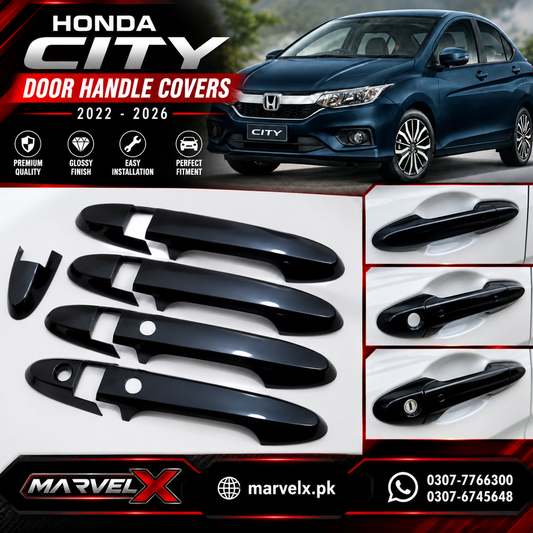 Honda City Glossy Black Door Handle Covers For 2022 - 2026