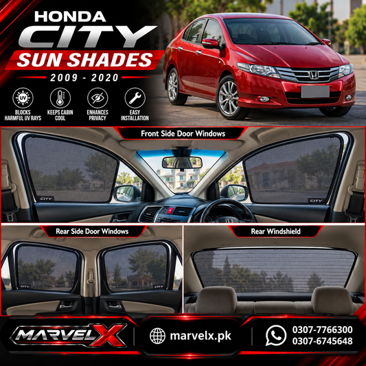 Honda City Sliding Car Curtains / Sun Shades 2009-2020