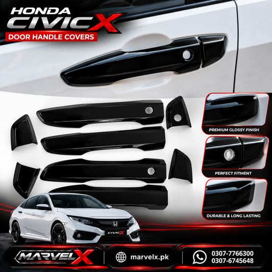 Honda Civic X Glossy Black Exterior Door Handle Covers 2016+