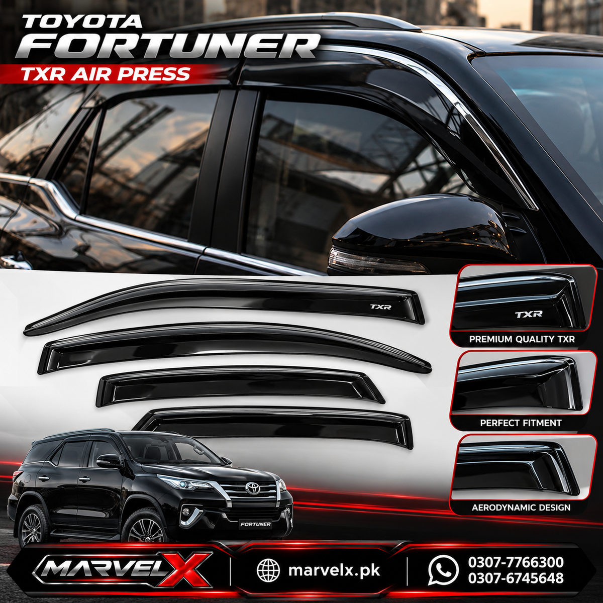 Toyota Fortuner TXR Air Press / Sun Visor With Chrome aisay - Model 2016-2022