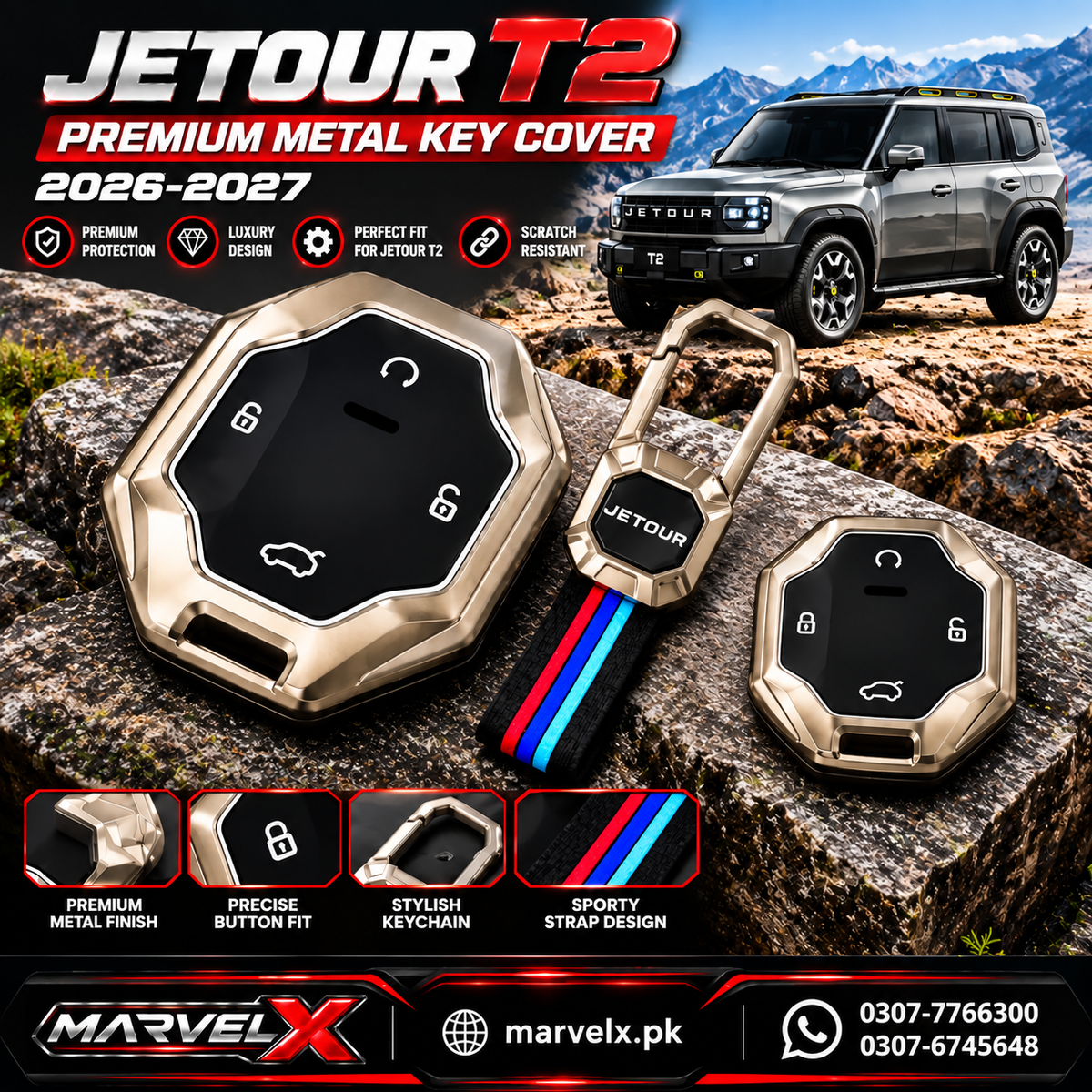 Jetour T2 Premium Metal Key Cover 2026-2027