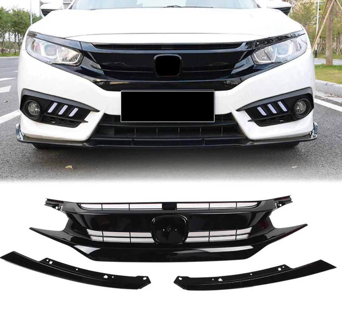 honda civic x turbo grill piano black 3 2016 -2022