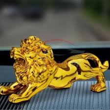 Dashboard Decoration Sculpture | Golden Lion Car Dashboard Decoration | Lion For Dashboard Decoration Purpose