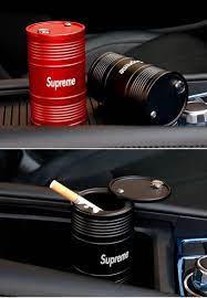 Supreme Car Universal Metal Cigarette Portable Car Ashtray - Red